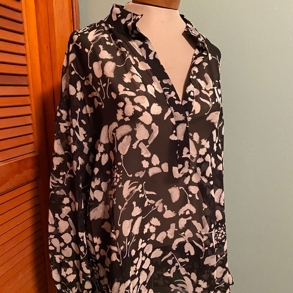Sheer Black Floral Mossimo Blouse